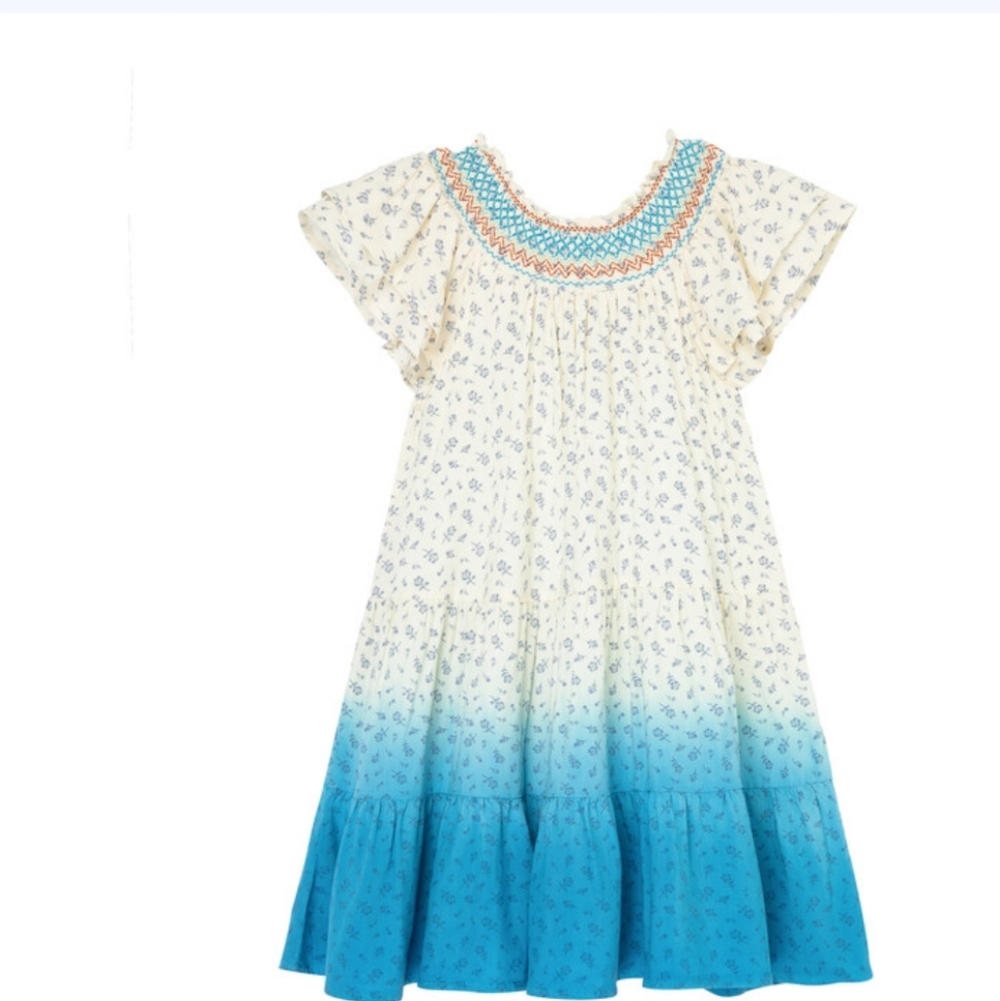 Peek Blue and Cream Floral Kids Dress